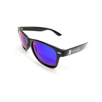 Tempered Sunglasses. Black W/Blue Mirror