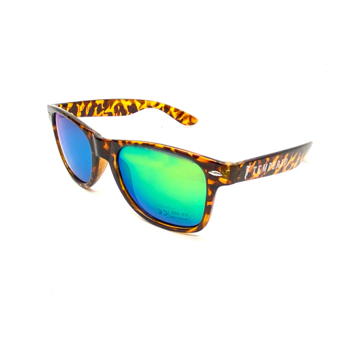 Tempered Sunglasses. Trans Leopard W/Green Mirror