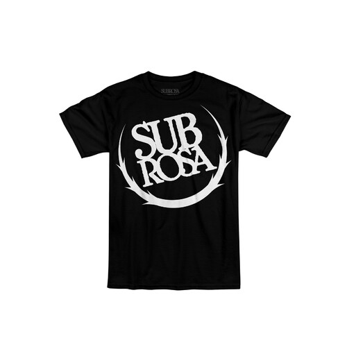 Subrosa Big Crest Tee, Black W/White Print Large